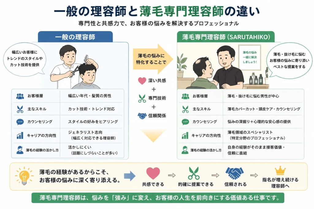 一般の理容師と薄毛専門理容師の違い