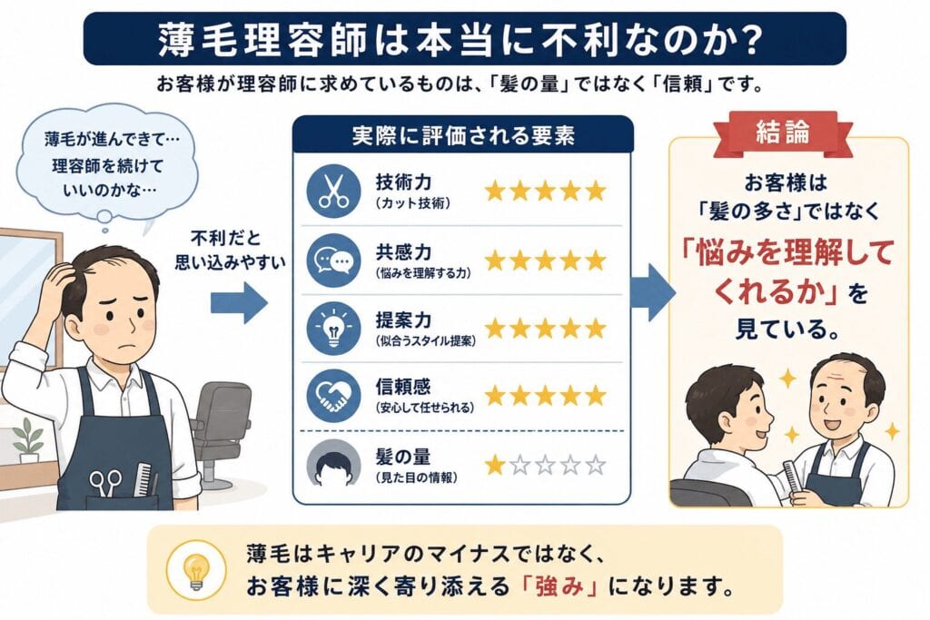 薄毛理容師は本当に不利?