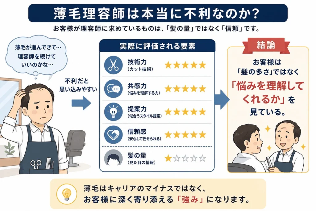 薄毛理容師は本当に不利？