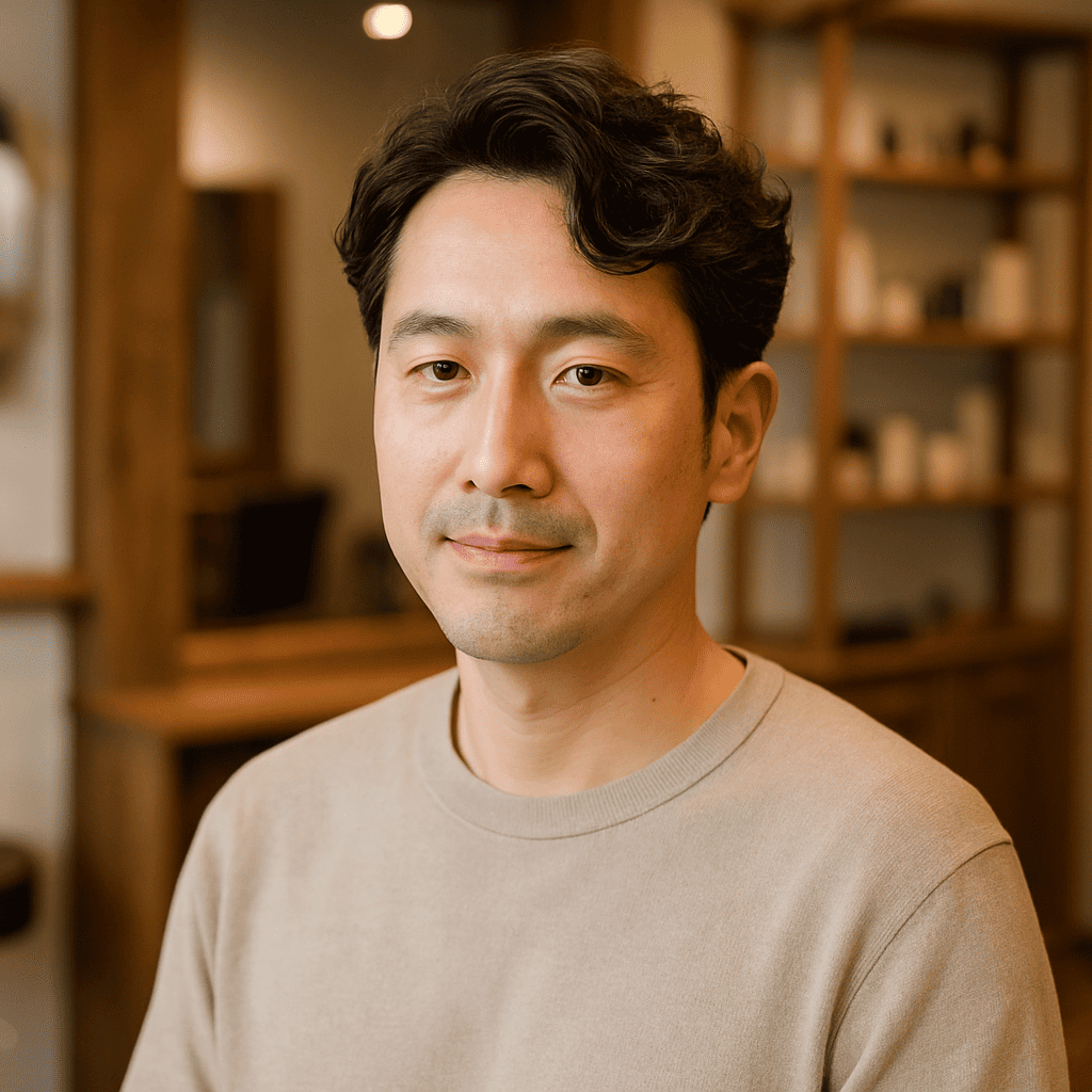 40代　7：3分けのゆるウェーブ