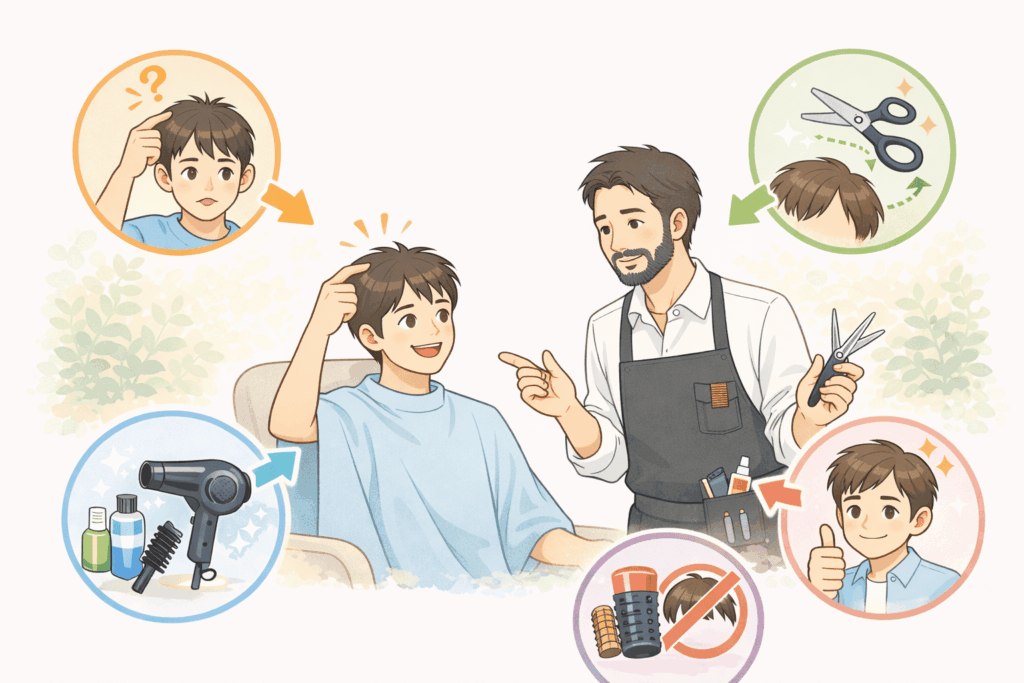 薄毛 髪型 美容師に相談