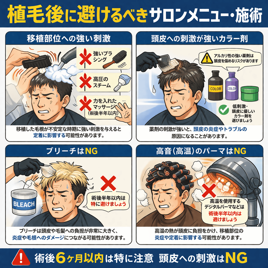 植毛後避けるべきサロンメニュー