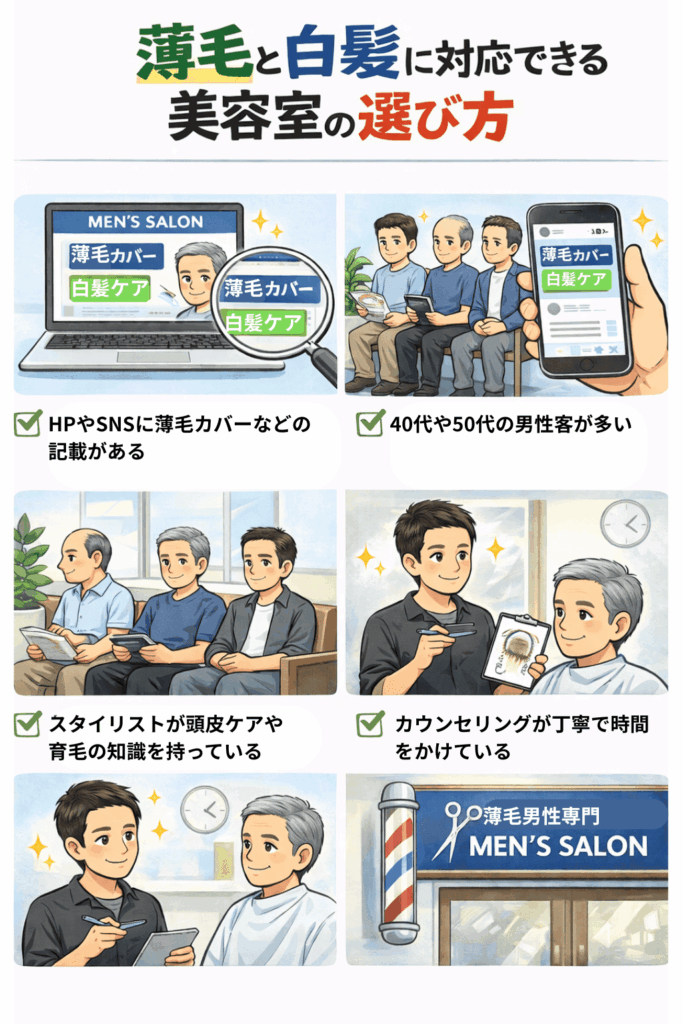 薄毛と白髪に対応できる美容院の選び方