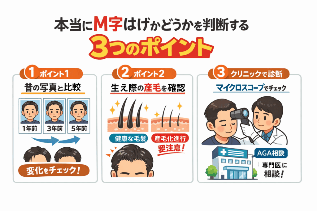 M字はげかどうか判断する３つのポイント