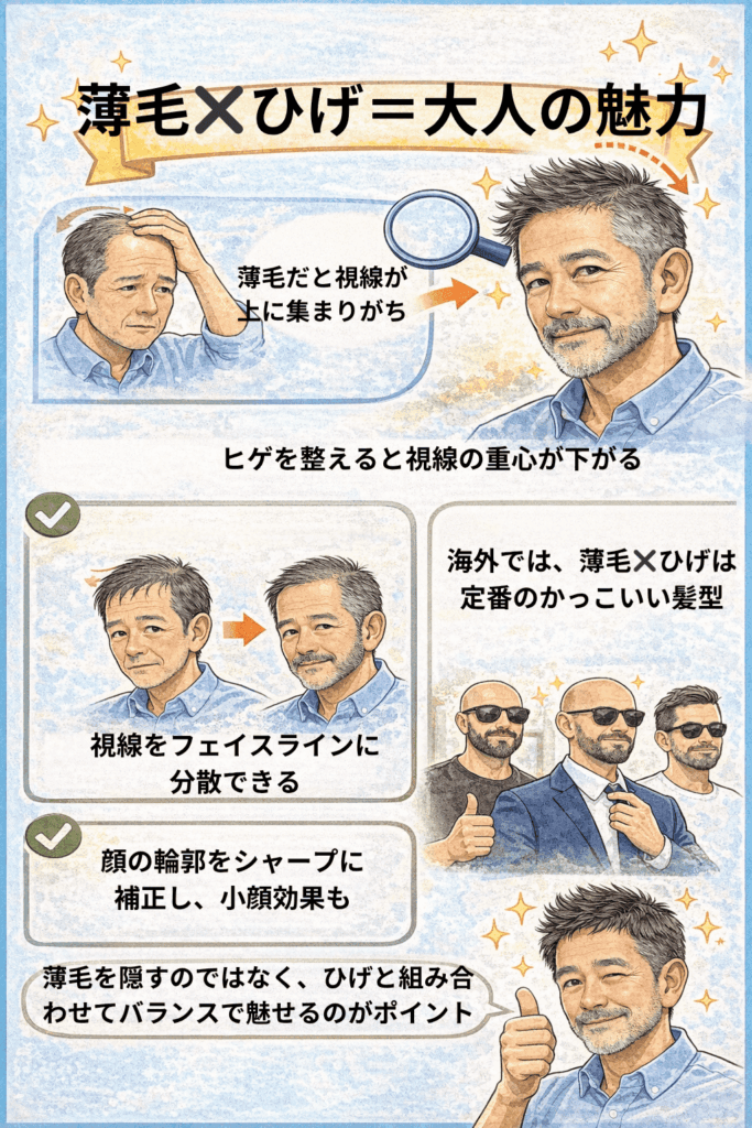 薄毛✖️ひげ＝大人の魅力
