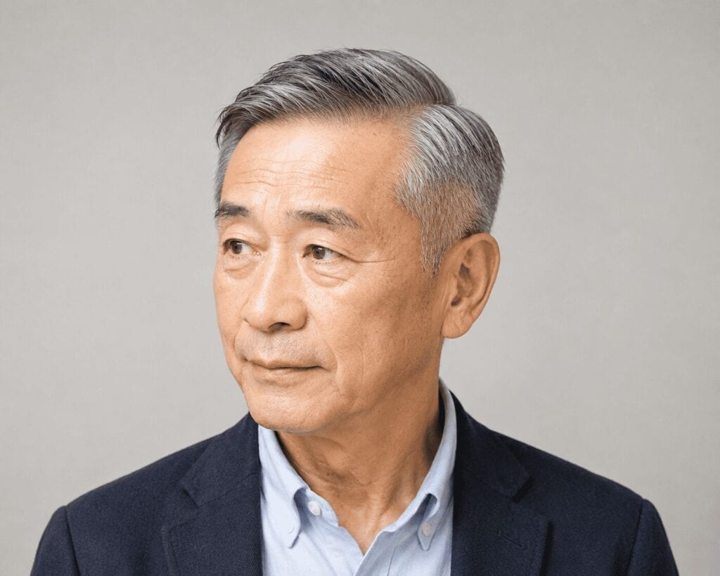 70代男性 4. 短め七三分け