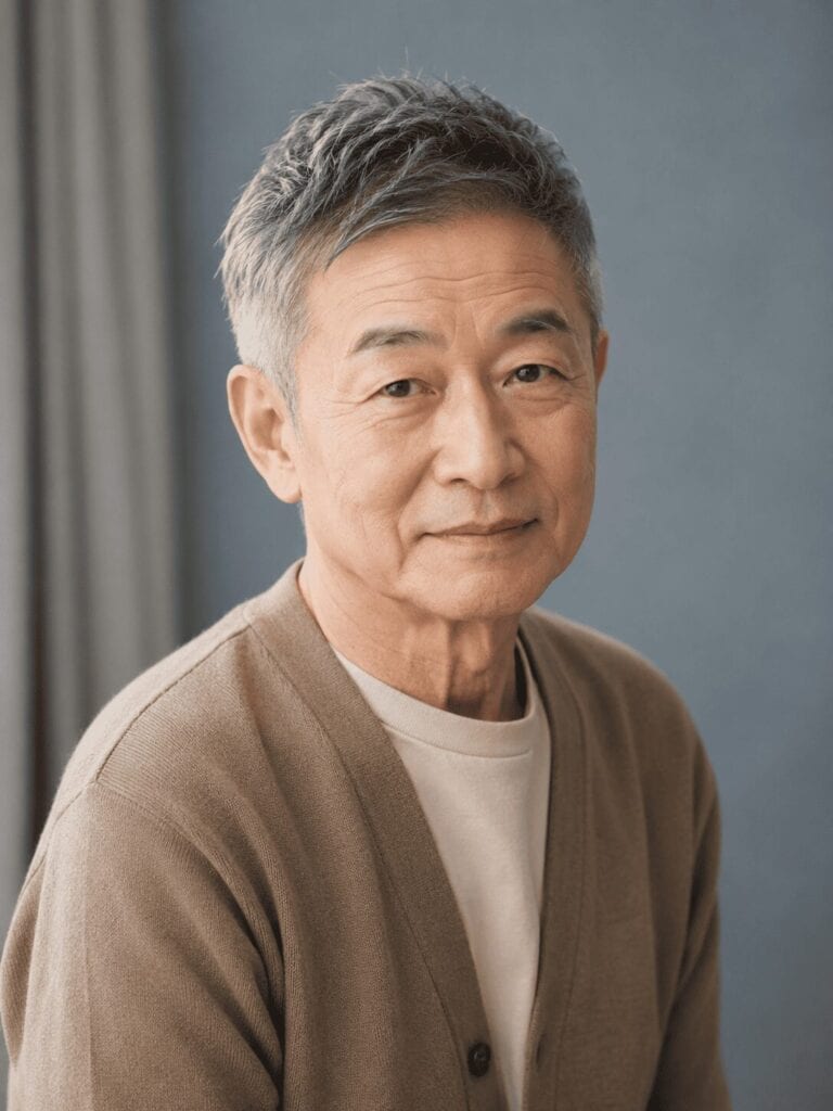 70代男性 8. トップ短めのショートレイヤー