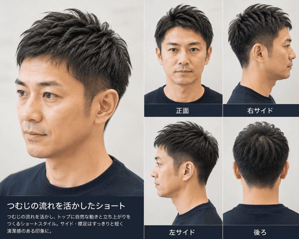 つむじの流れを活かしたショート