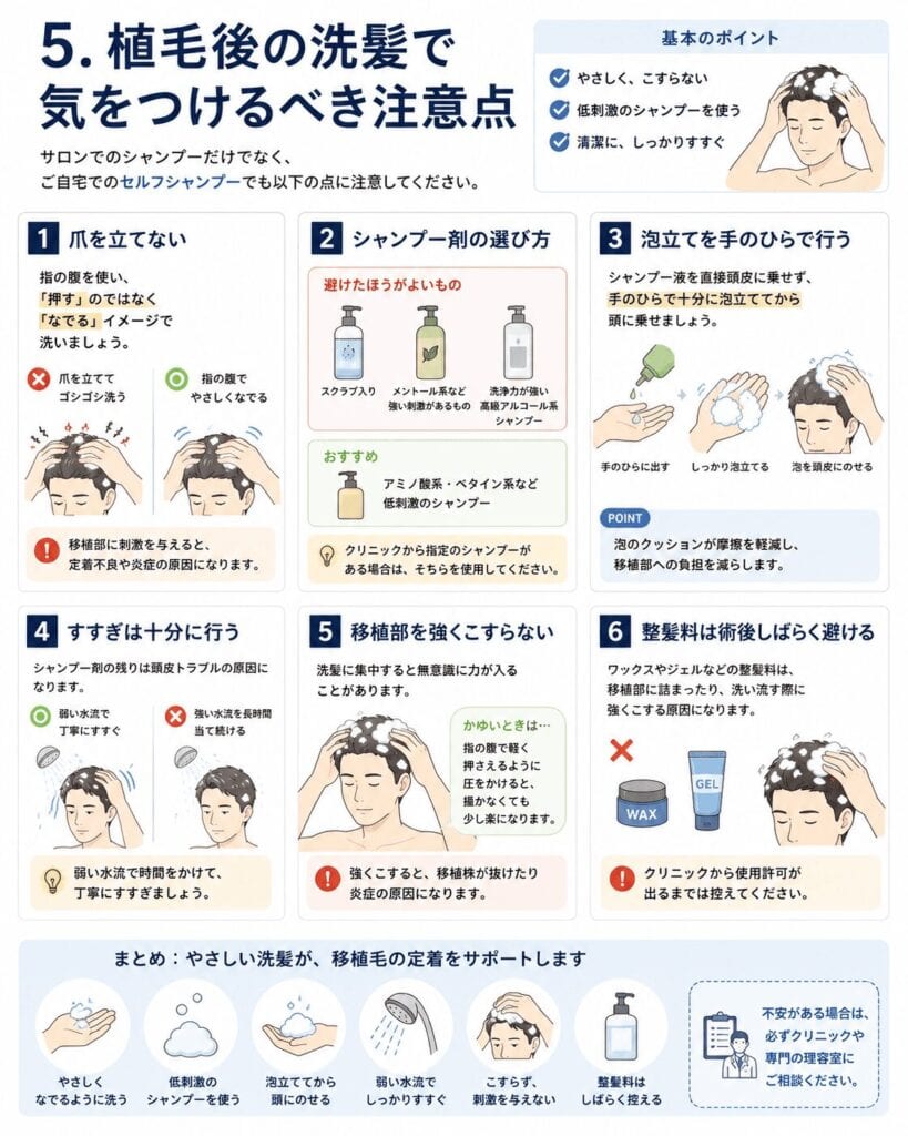 植毛後の洗髪で気をつけるべき注意点
