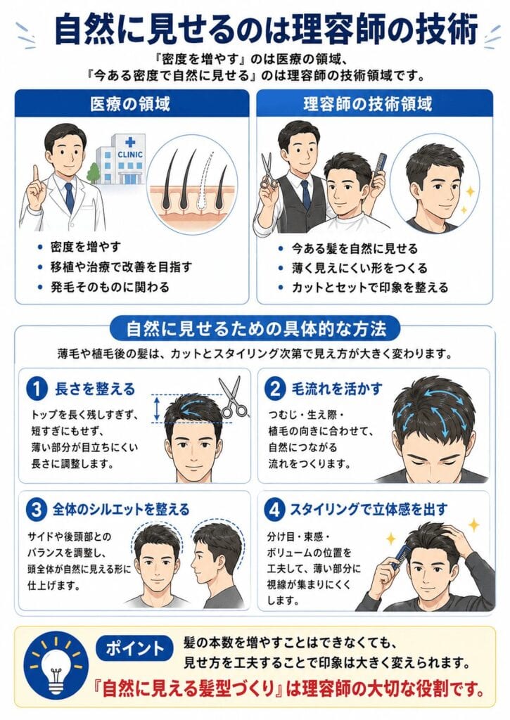 自然に見せるのは理容師の技術