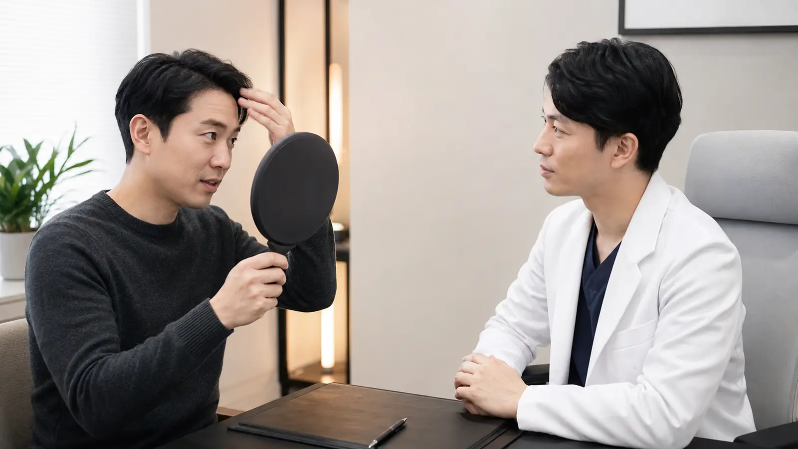 カウンセリングとヘアラインデザインのイメージ