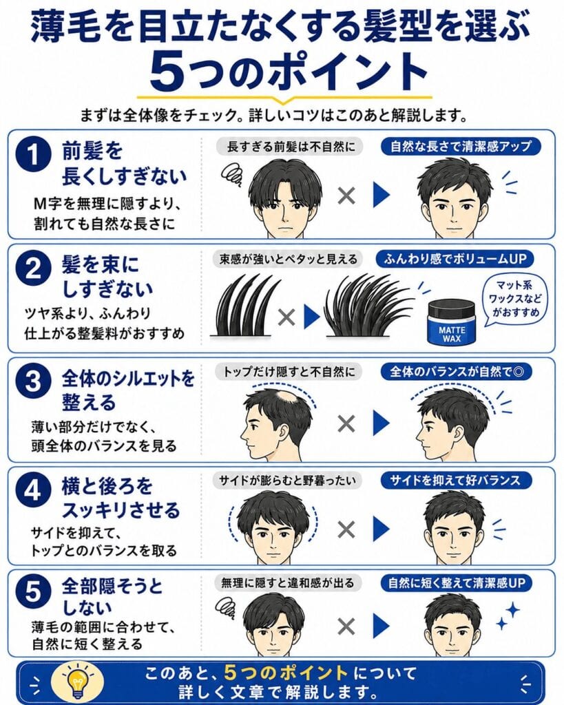 薄毛を目立たなくする髪型を選ぶ5つのポイント