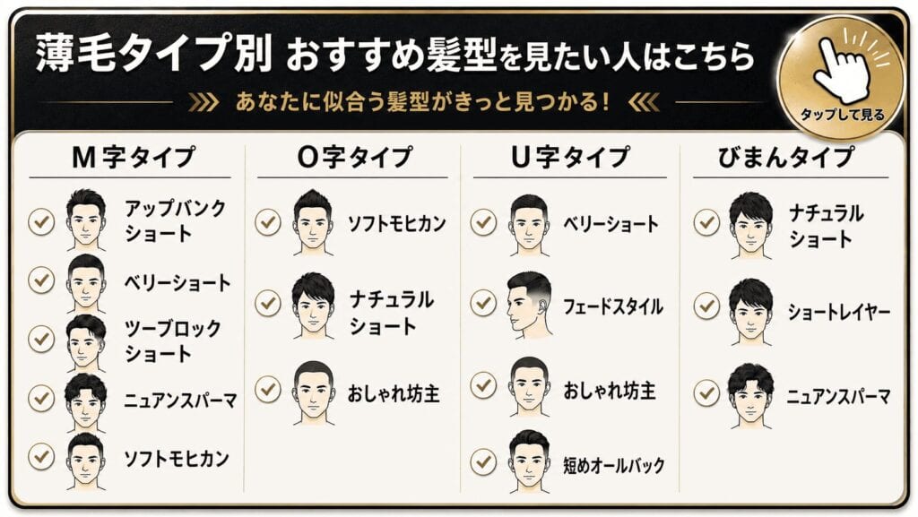 薄毛タイプ別 おすすめ髪型を見たい人はこちら