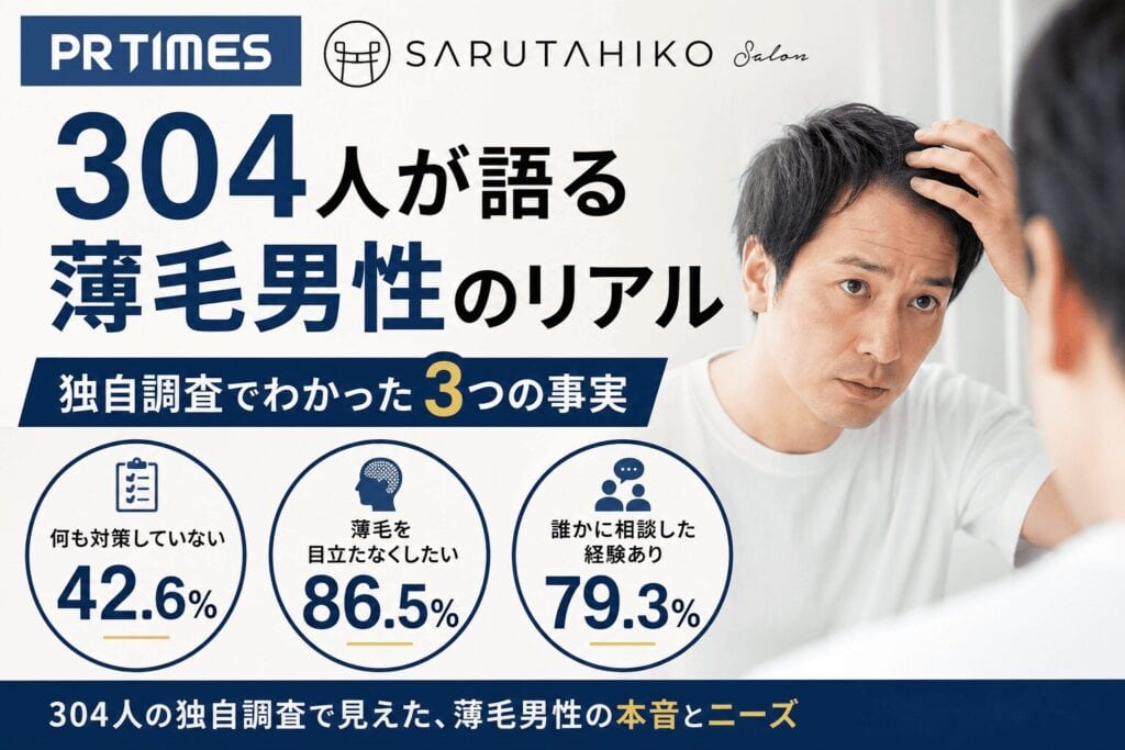 ３０４人が語る薄毛男性のリアル　株式会社SARUTAHIKO 薄毛男性専門の理容室SARUTAHIKO