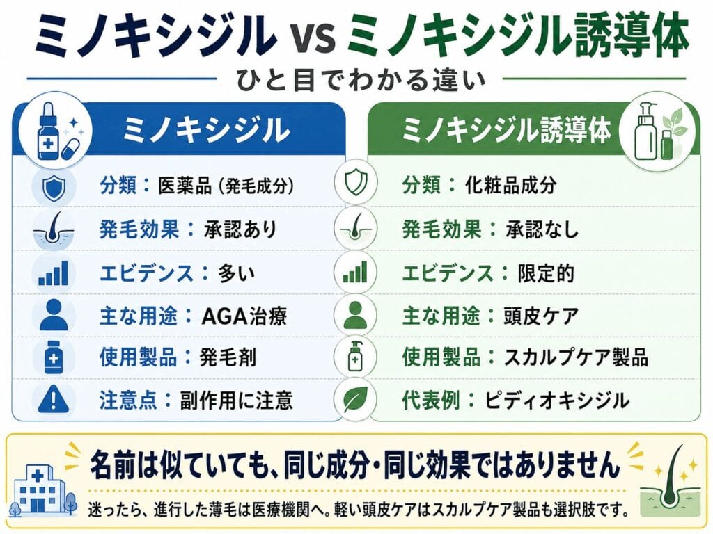 ミノキシジルとミノキシジル誘導体